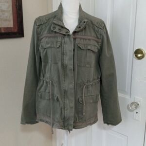Women's 4 Pocket, Snap, Zip, Drawstring Military Style Jacket (Size L)